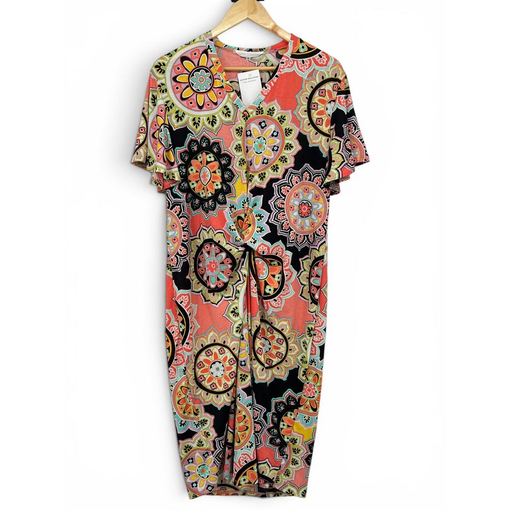 Oliver Tolentino Geometric Pattern Sheath Dress Waist‎ Twist Women's 8 NWOT